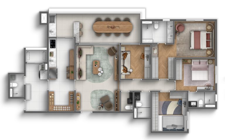 152 m² - Final 3 - 4 Dormitórios (2 Suites) - Marco Zero ONE - NERI