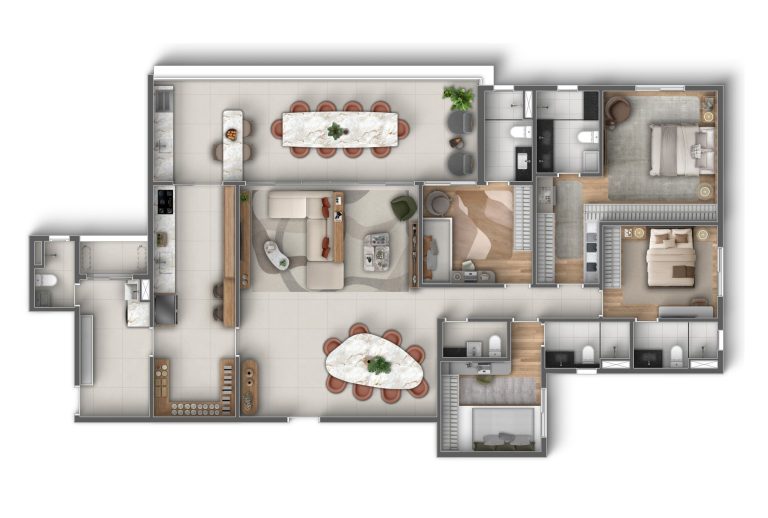 202 m² - Final 1 (4 Dormitórios (2 Suites) - Marco Zero ONE - NERI