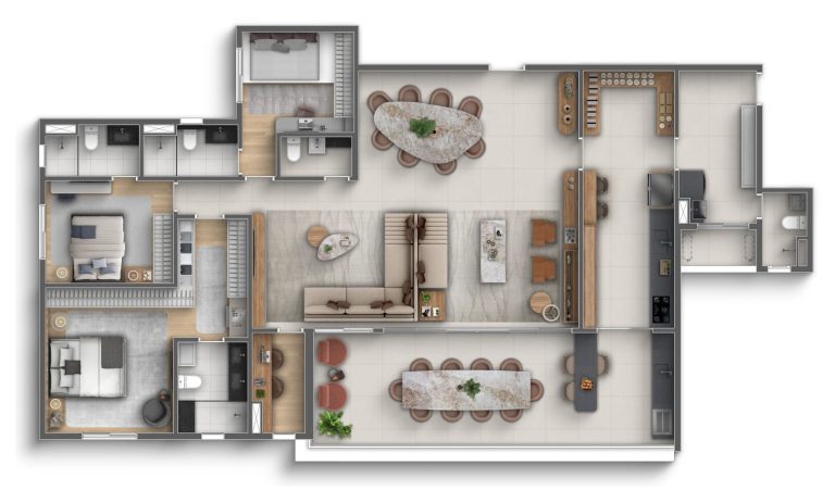 202 m² - Final 1 - 3 Suites + Sala Ampliada - Marco Zero ONE - NERI